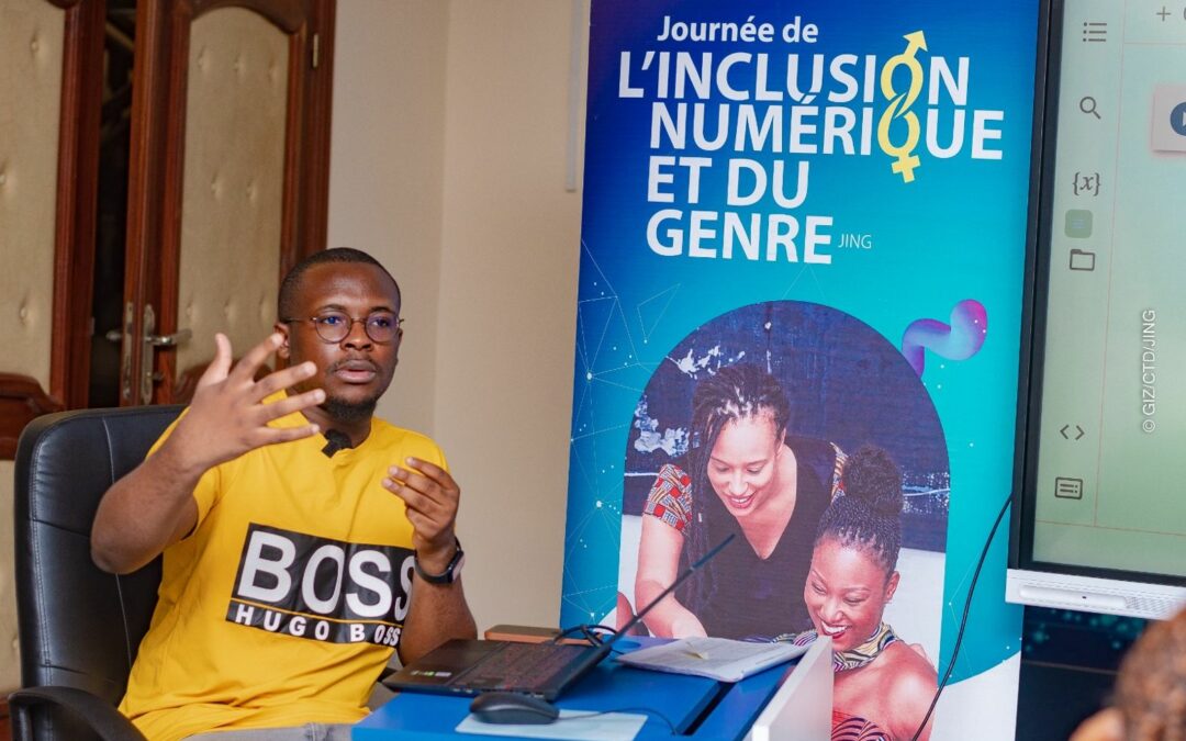 Journée de l’Inclusion Numérique et du Genre de la GIZ Bénin – Kevin DEGILA de iSheero anime le  bootcamp IA de 3 jours pour 10 jeunes femmes béninoises